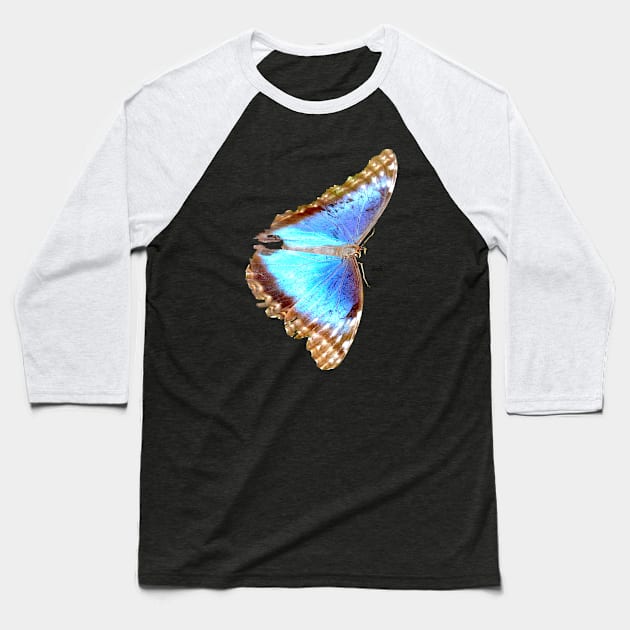 Morpho Butterfly on black Baseball T-Shirt by Wolf Art / Swiss Artwork Photography